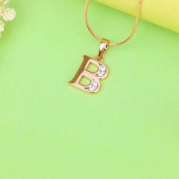 "Rose Gold Letter B Pendant with Crystals – 18K Gold Plated Charm, XPPT1351 - Picture 5 of 13